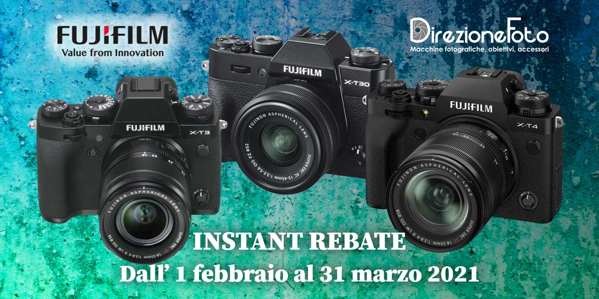 FUJIFILM "instant rebate" su X-T3, X-T30 e X-T4 - Febbraio e Marzo 2021